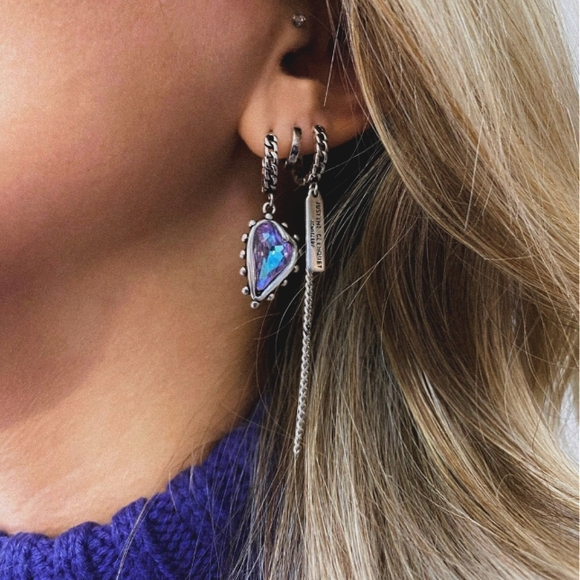 💜Purple Heart Charm Earring Set - Picture 3 of 3